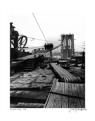 Framed Brooklyn Bridge, 1878 by Merlis Collection | 14 x 11