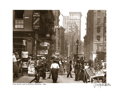 Framed Canal Street West to Mulberry, Manhattan, 1908 by Merlis Collection