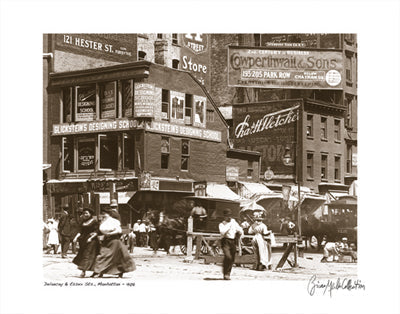 Framed Delancey and Essex Streets, Manhattan, 1908 by Merlis Collection