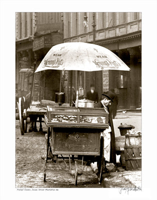 Framed Pretzel Vendor, Duane Street, Manhattan, 1918 by Merlis Collection