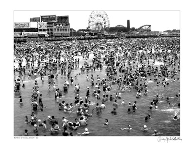 Framed Bathers at Coney Island, 1951 (B&W) by Merlis Collection