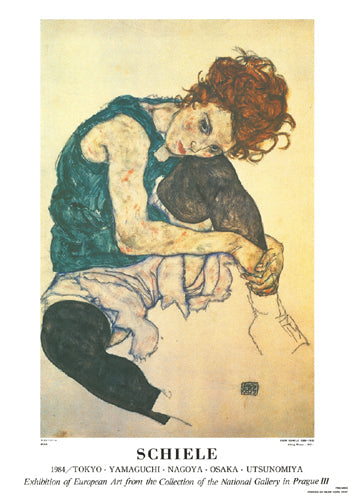 Framed Sitting Woman by Egon Schiele | 29 ½ x 20 7/8