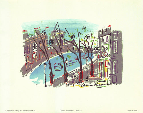 Framed Parisian Street Scene #11 by Claude Rodewald | 9 7/8 x 12 5/8 Art P...
