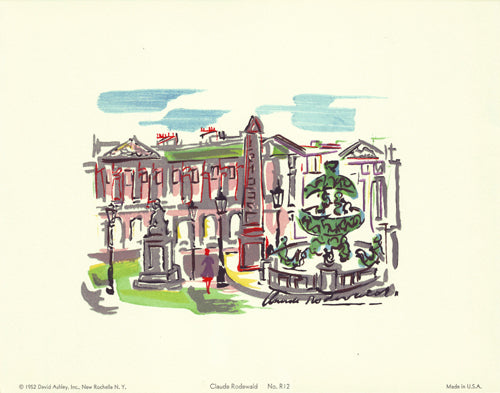Framed Parisian Street Scene #12 by Claude Rodewald | 9 7/8 x 12 5/8 Art P...