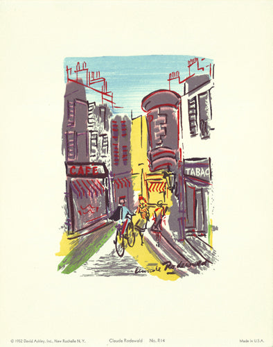 Framed Parisian Street Scene #14 by Claude Rodewald | 12 5/8 x 9 7/8 Art P...