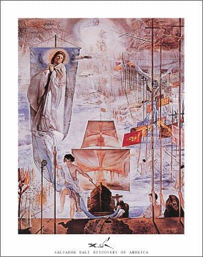 Discovery of America by Salvador Dali Wall Art Décor 28 x 22 Art Print