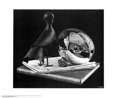 Still Life with Reflecting Sphere by M.C. Escher Wall Art Décor 21 3/4 x 25 5/8 Art Print