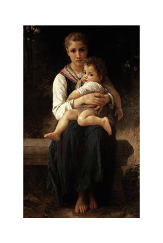 Framed Two Sisters by William-Adolphe Bouguereau | 31 3/8 x 21