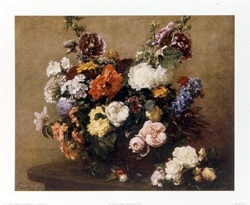 Still Life of Flowers by Henri Fantin-Latour Wall Art Décor 18 3/4 x 22 3/4 Art Print