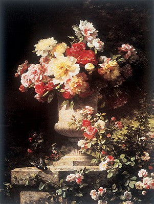 Peonies and Roses by Louis Marie Lemaire Wall Art Décor 24 x 18 Art Print