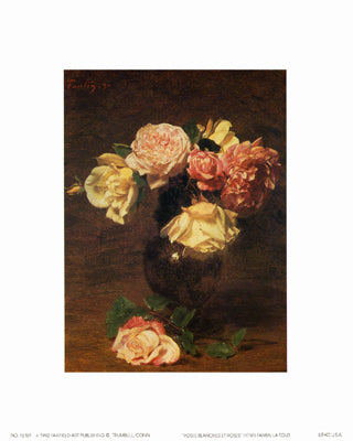 Roses Blanches et Roses by Henri Fantin-Latour Wall Art Décor 7 x 5 Art Print