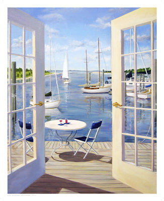 Table on the Harbor by Carol Saxe Wall Art Décor 21 x 17 Art Print