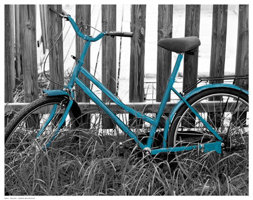Framed Teal Bike I 11 1/2 x 14 1/2