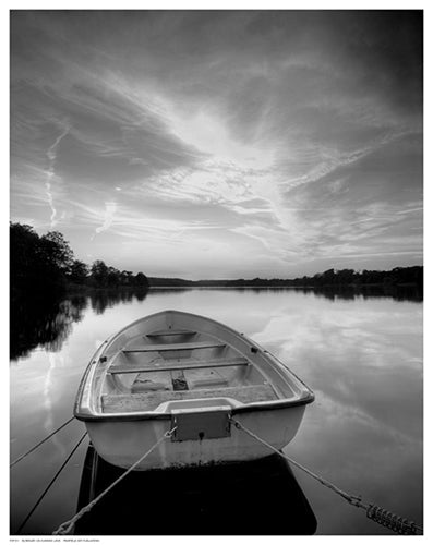 Framed Rowboat on Summer Lake 14 1/2 x 11 1/2