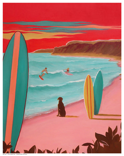 Framed Ditch Plains Surf by Carol Saxe | 14 ½ x 11 ½