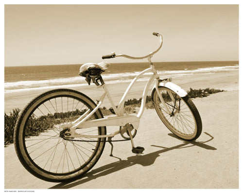 Beach Bike Art Print – Coastal Wall Décor for Your Home