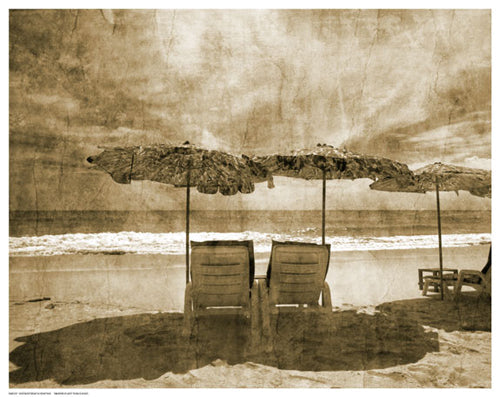 Framed Vintage Beach Seating 11 1/2 x 14 1/2
