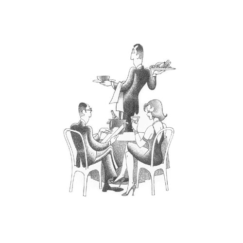 Dining Out by Roger Vilar Wall Art Décor 11 x 11 Art Print