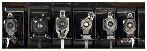 Camera Row Frame Vintage Camera Row Wall Art | 6 ½ x 18 ½ Art Print