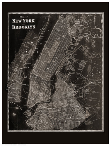Framed The Plan of New York and Brooklyn, 1867 by Beers | 16 ½ x 12 ½ Art ...