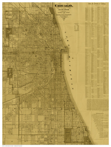 Framed Antique Map of Chicago (neutral) by Blanchard | 16 ½ x 12 ½