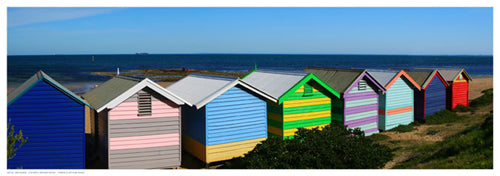 Framed Colorful Bathing Boxes by R. Mackenzie | 6 ½ x 18 ½
