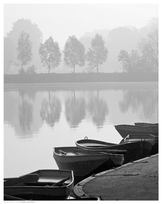 Framed Rowboats on Shore 14 1/2 x 11 1/2
