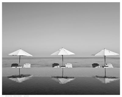 Umbrellas by the Sea by Anon Wall Art Décor 11 1/2 x 14 1/2 Art Print