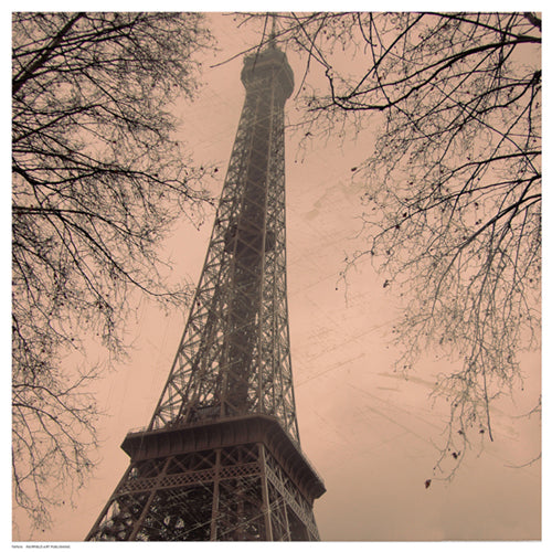 Framed Eiffel in Warm Sky 14 ½ x 11 ½
