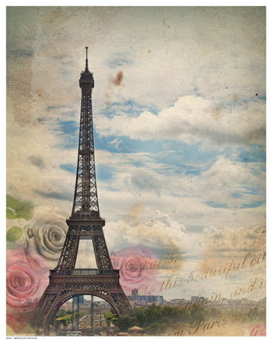 Framed Eiffel in Rose Sky 14 ½ x 11 ½