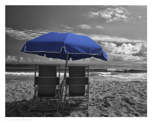 Framed Blue Umbrella by Eve Turek | 11 1/2 x 14 1/2