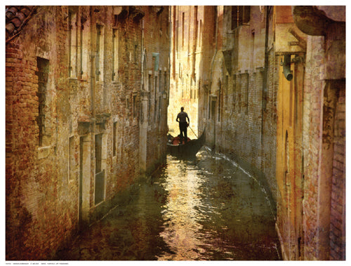 Framed Vintage Gondolier by K. Nielsen | 12 ½ x 16 ½