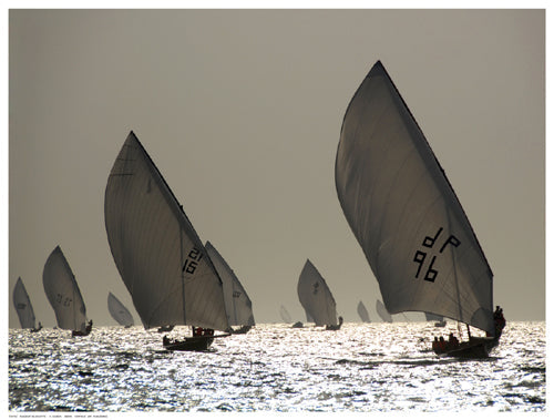 Framed Sailboat Silhouette by Y. Haider | 12 ½ x 16 ½