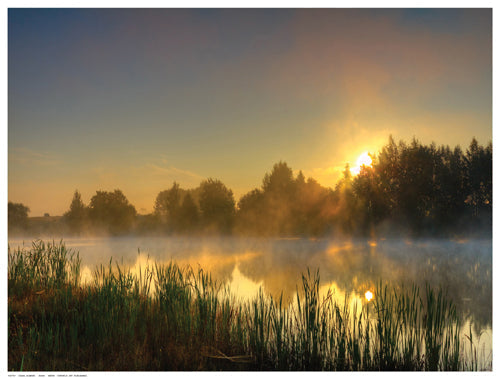 Framed Canal Sunrise 12 ½ x 16 ½