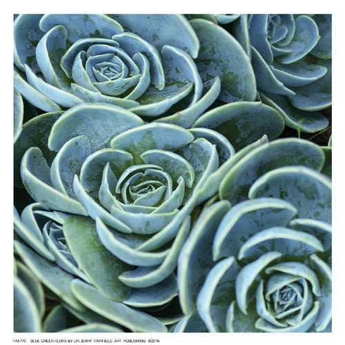 Framed Blue Green Flora by Linjerry | 6 ½ x 6 ½