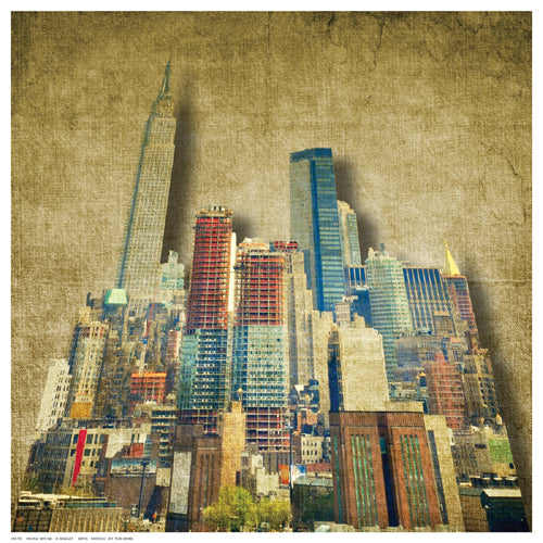 Framed Vintage Skyline by R. Bagozzi | 12 ½ x 12 ½