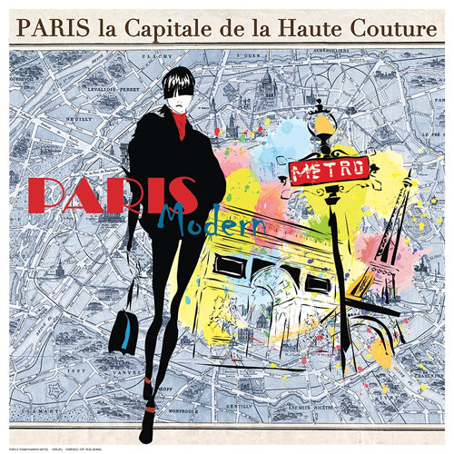 Paris Fashion Model by Verlen Wall Art Décor 12 ½ x 12 ½ Art Print