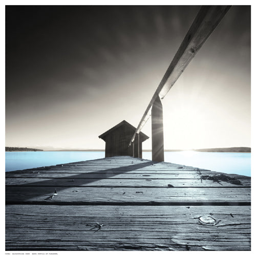 Old Boathouse Anonymous Wall Art Print - Rustic Coastal Décor for Any Home, 12.5 x 12.5