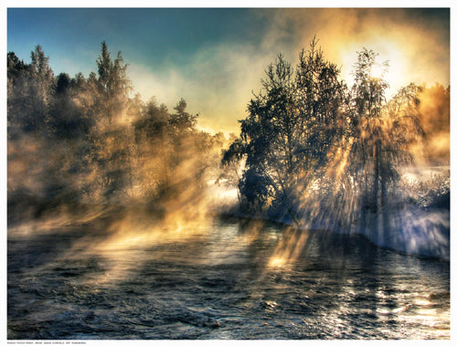Framed Foggy River 12 ½ x 16 ½