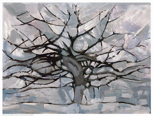 Framed Grey Tree Abstract by Dorvard | 12 ½ x 16 ½