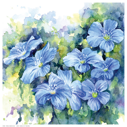Framed Spring Flowers in Blue 12 ½ x 12 ½