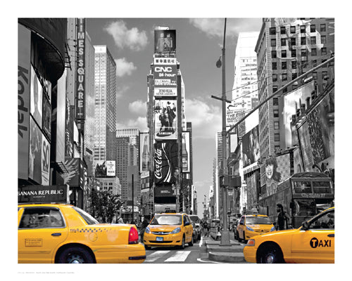 Framed Yellow Cabs, Times Square by Igor Maloratsky | 16 x 20