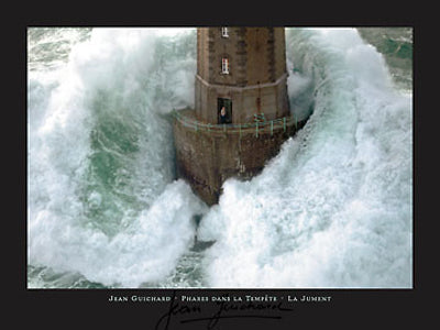 Framed Phares dans la Tempete - La Jument by Jean Guichard