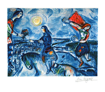 Lovers Over Paris by Marc Chagall Wall Art Décor 18 x 24 Art Print