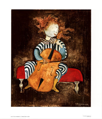 Framed Fille au Violoncelle by Graciela Rodo Boulanger | 29 ½ x 25 ¼ Art P...
