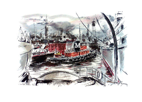 Framed New York Harbour by John Haymson | 31 x 42