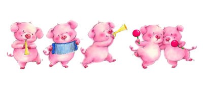 Animal Fun Time IV by Makiko Wall Art Décor 9 x 19 3/4 Art Print