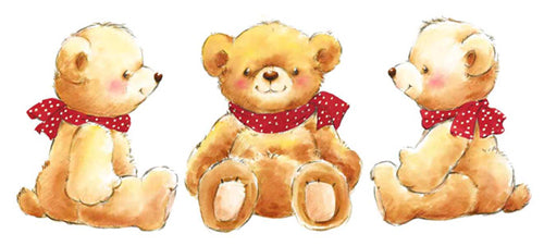 Framed Teddies by Makiko | 9 x 19 3/4