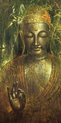 Framed Buddah In Green I by Wei Ying-Wu | 19 3/4 x 9