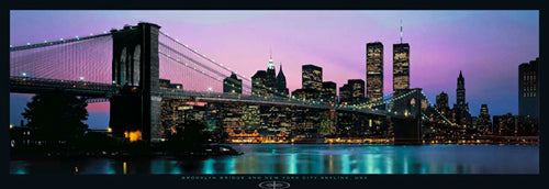 Brooklyn Bridge and New York City Skyline by Richard Sisk Wall Art Décor 13 x 37 Art Print